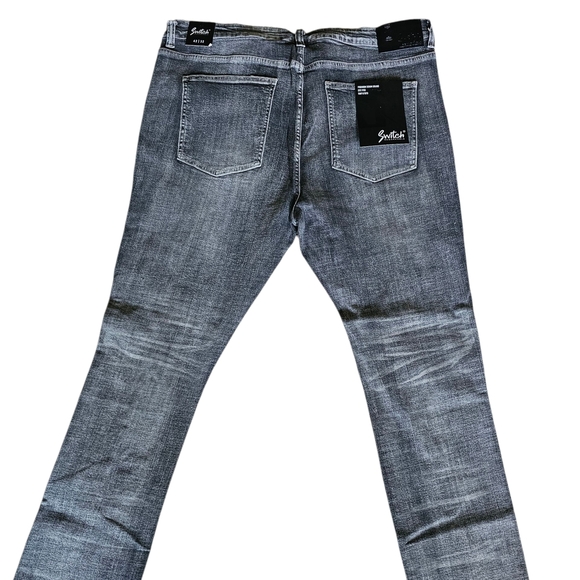 Men’s Slim Taper Fit Distressed Black/Gray Denim Jeans Size 42x32 - Picture 7 of 9